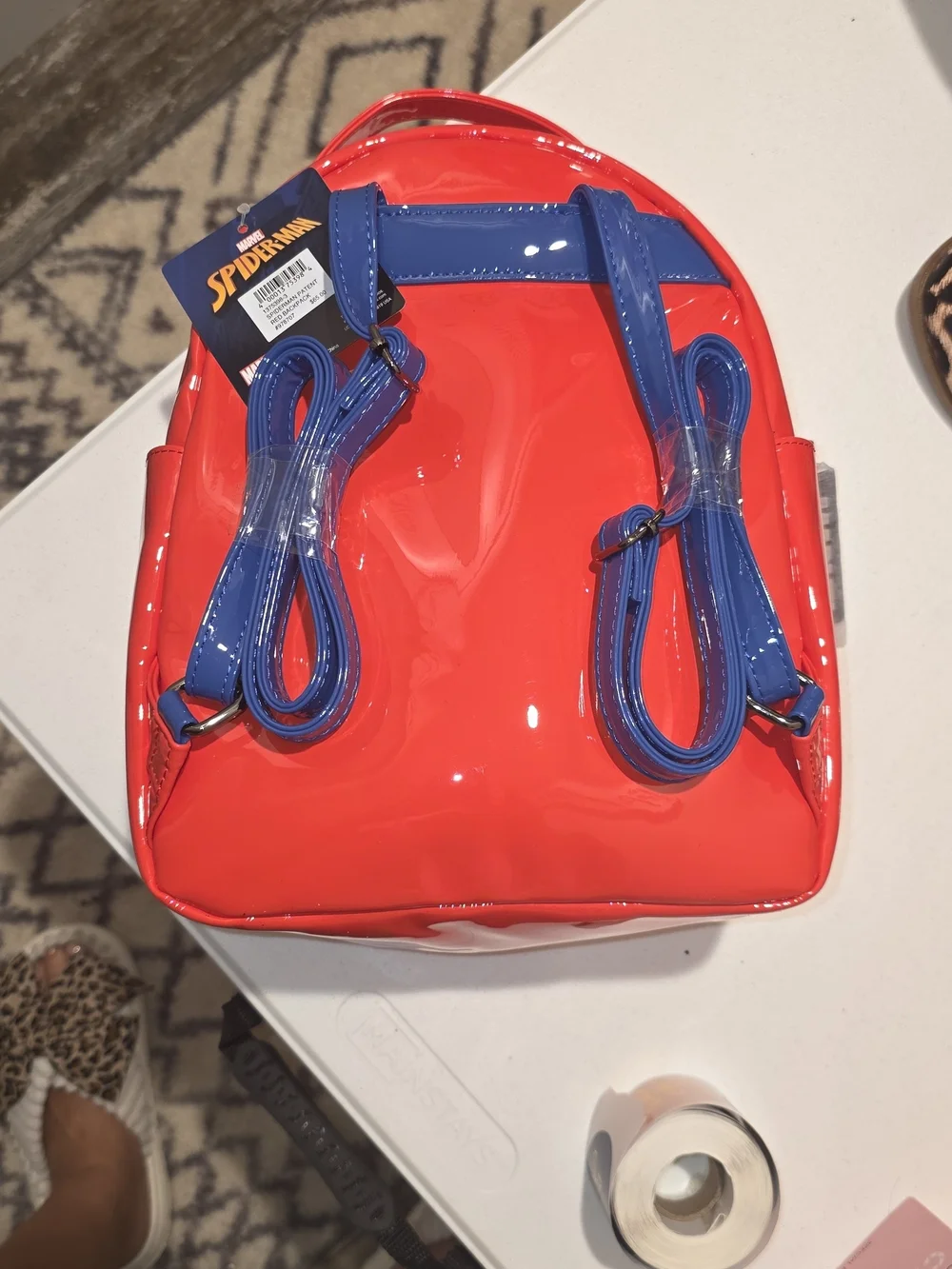 Marvel Red Spider-Web Kids Backpack with Blue Trim